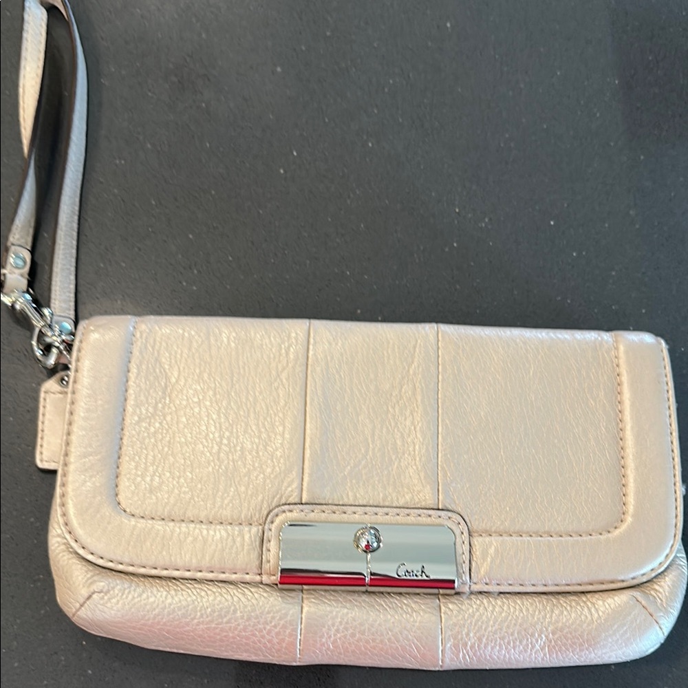 Coach Cream Leather Wristlet purse